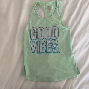 Kids mint green, good vibes tank